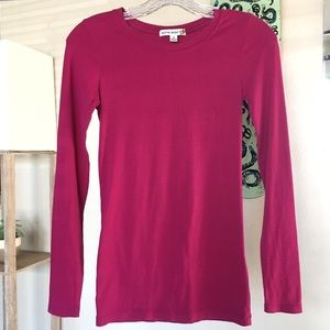 Basic Pink Round Neck Long Sleeve